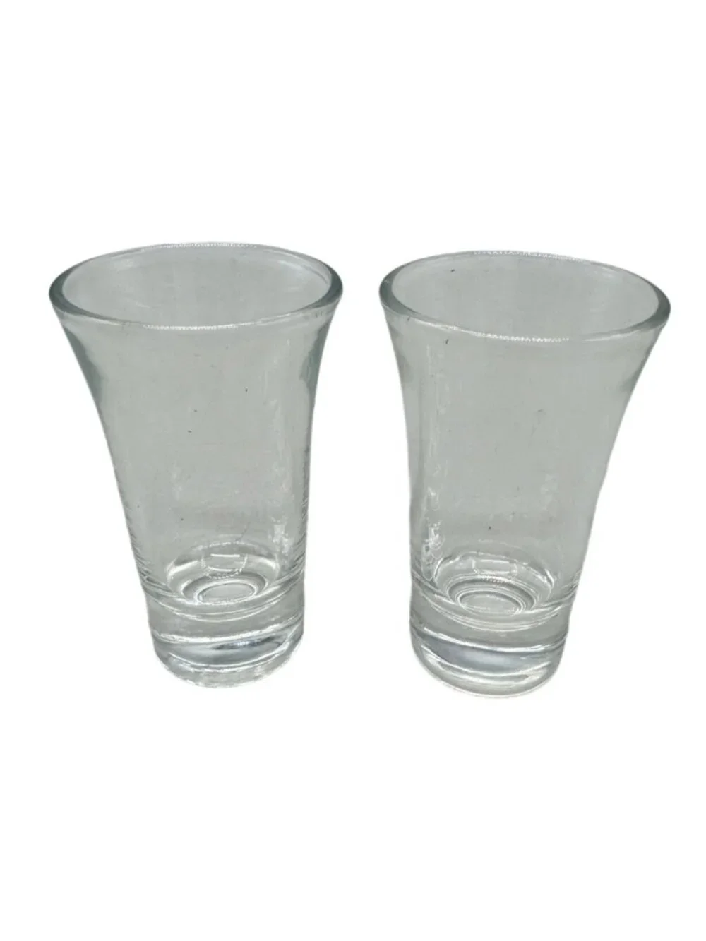 Vintage Set Of 2 Clear Glass Shot Glasses fluted top 3.5